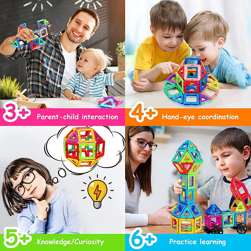 Magnetic Building Blocks Big Size and Mini Size DIY Magnets Toys for Kids.