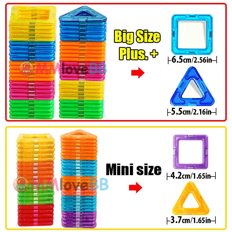 Magnetic Building Blocks Big Size and Mini Size DIY Magnets Toys for Kids.